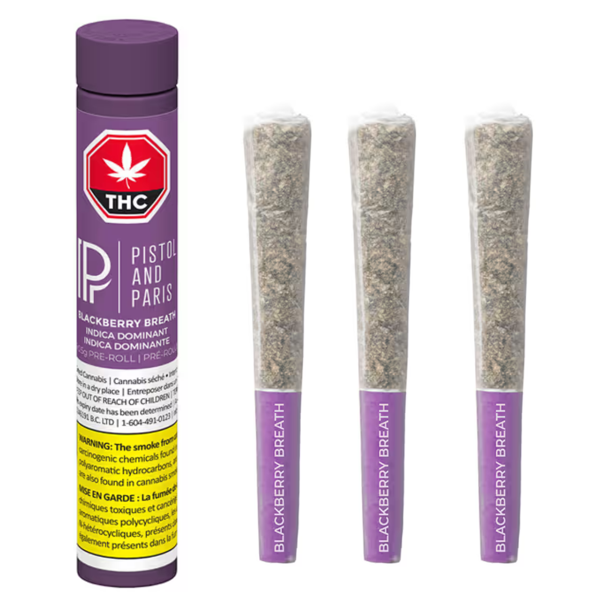 Pistol and Paris - Blackberry Breath Pre-Roll Indica 3x0.5g,, brampton