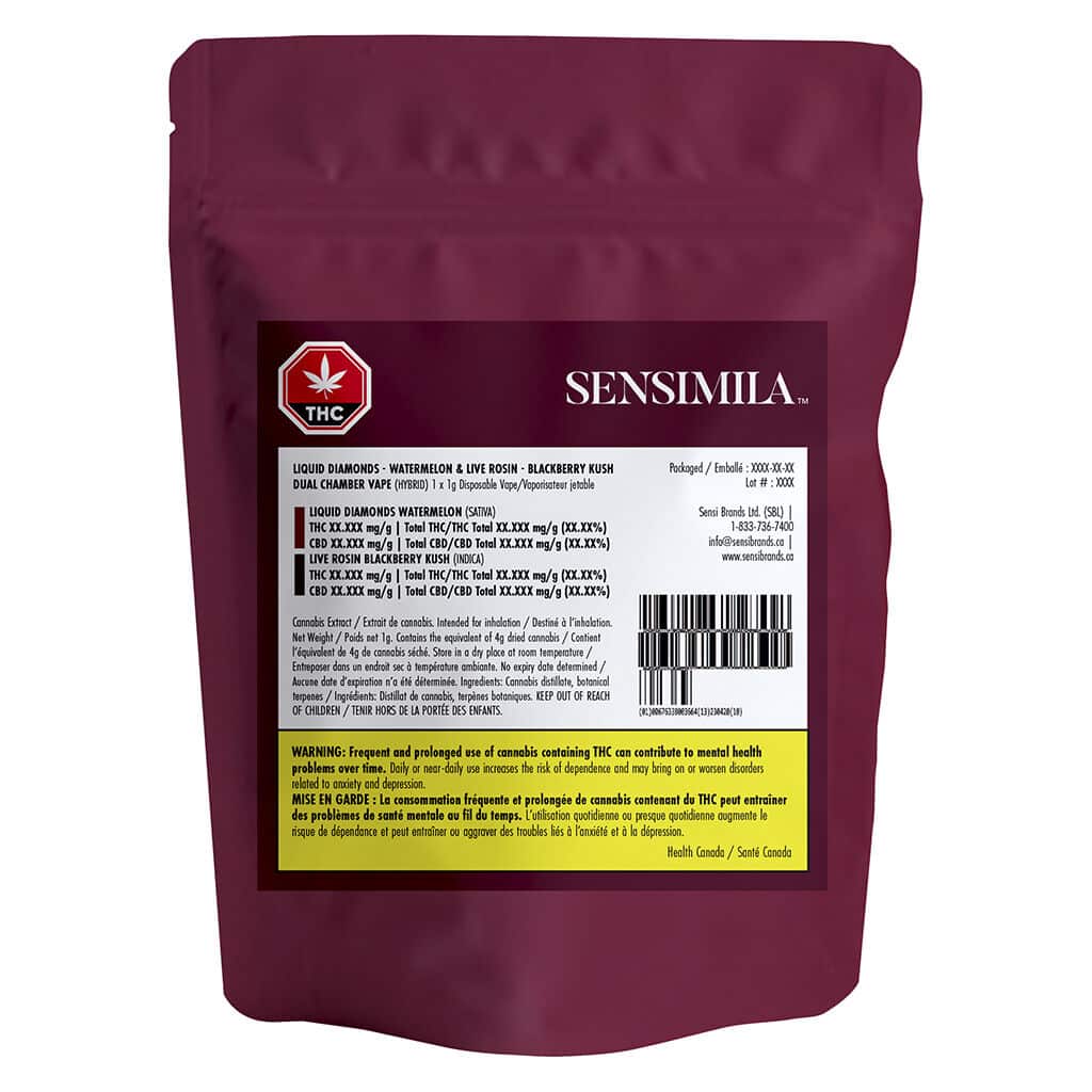 Sensimila - Liquid Diamond & Live Rosin Dual Chamber Disposable Vape Hybrid 1g - Image 2