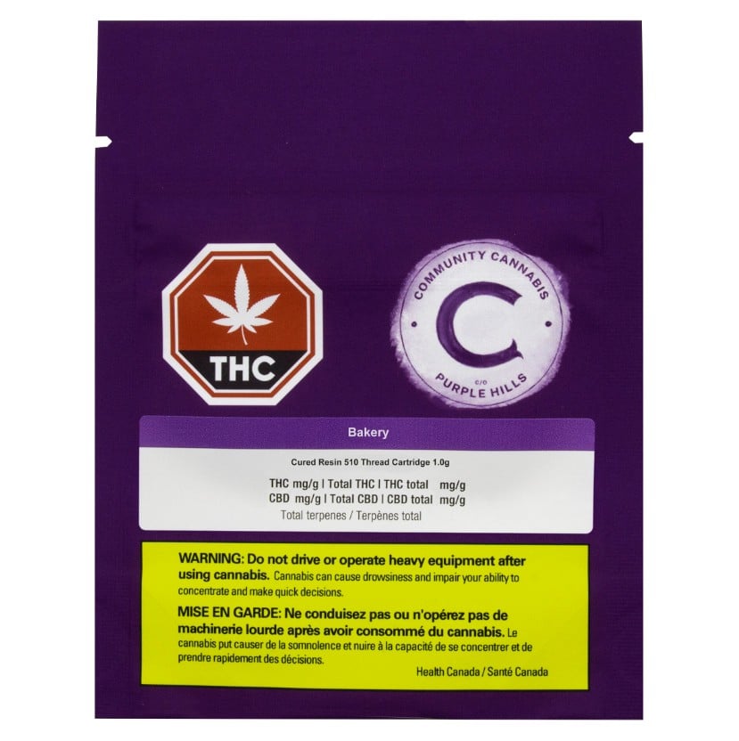 Community C/O Purple Hills - Cured Resin - Bakery 510 Thread Cartridge Hybrid 1g - Image 2