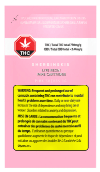 Sherbinskis - Pink Sherbs Live Resin 510 Thread Cartridge Hybrid 1g