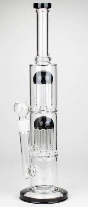 16" Color accented double percolator glass bong