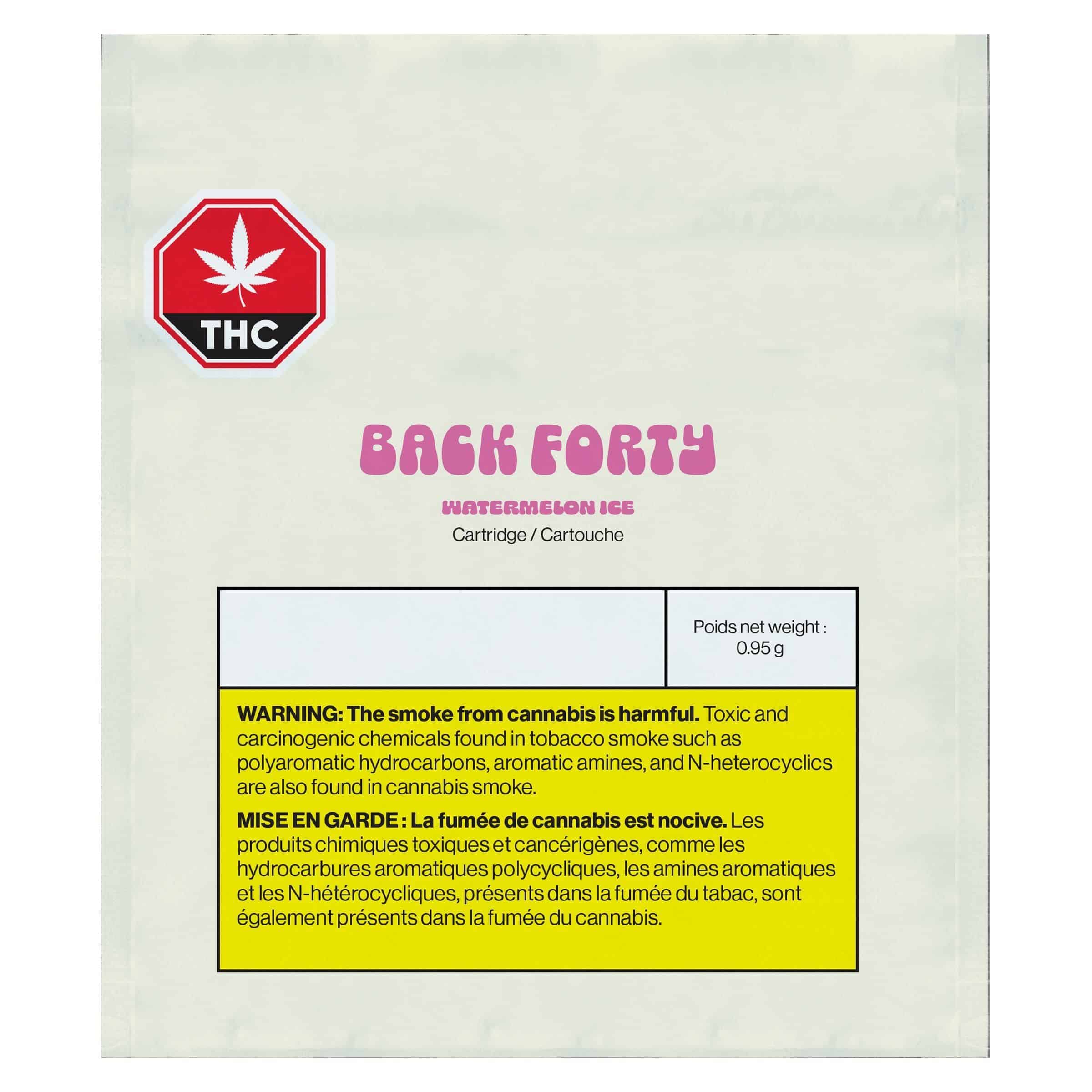 Back Forty - Watermelon Ice 510 Thread Cartridge Indica 0.95g - Image 2
