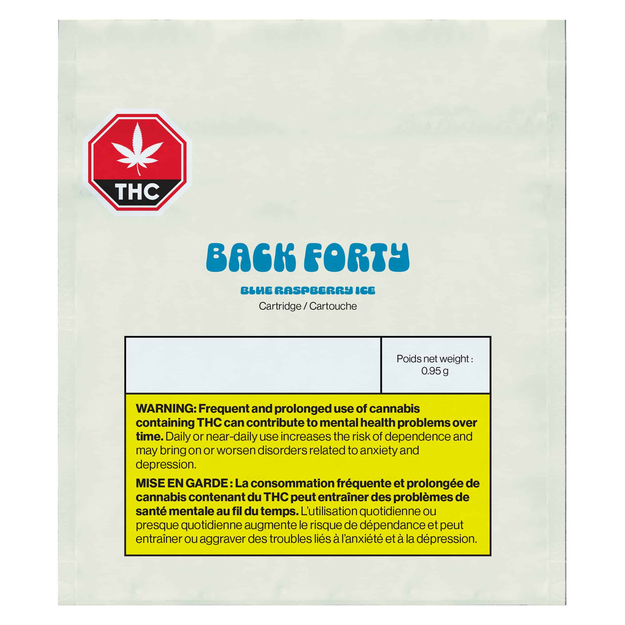 Back Forty - Blue Raspberry Ice 510 Thread Cartridge Sativa 0.95g - Image 2