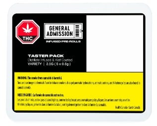 General Admission - Taster Pack Distillate Infused Pre-Roll Combo 5x0.5g
