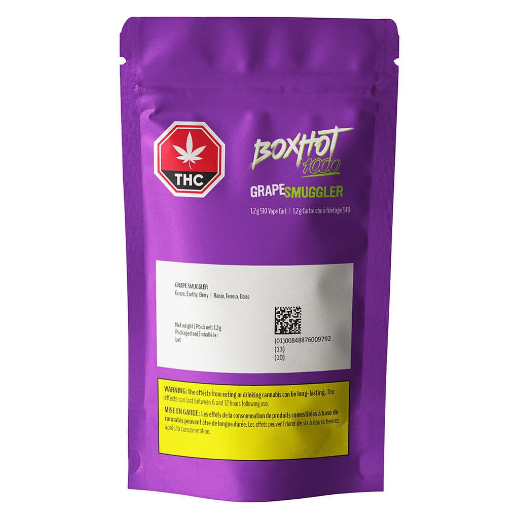 BOXHOT 1000 - Grape Smuggler 510 Thread Cartridge Indica 1.2g - Image 2