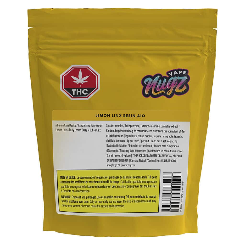 Nugz Vape - Lemon Linx Resin Disposable AIO Sativa 1g - Image 2