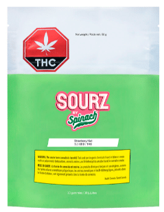 SOURZ by Spinach - Strawberry Kiwi 5:1 CBD+THC Gummies 10pc