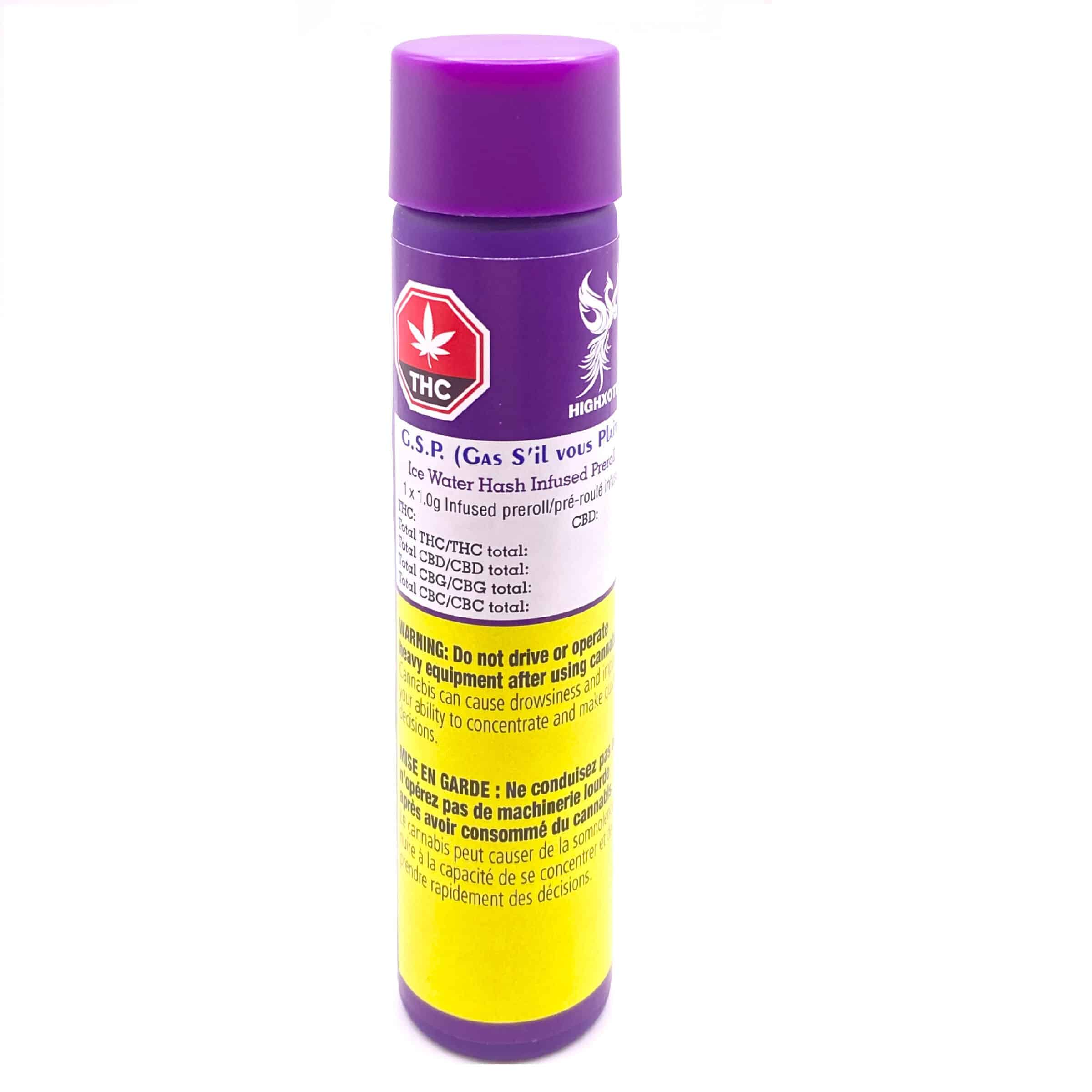HighXotic - G.S.P (Gas S'il vous Plaît) Ice Water Hash Infused Pre-Roll Indica 1x1g - Image 2