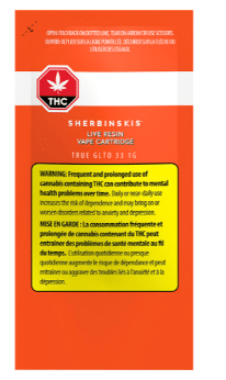 Sherbinskis - True GLTO 33 Live Resin 510 Thread Cartridge Hybrid 1g