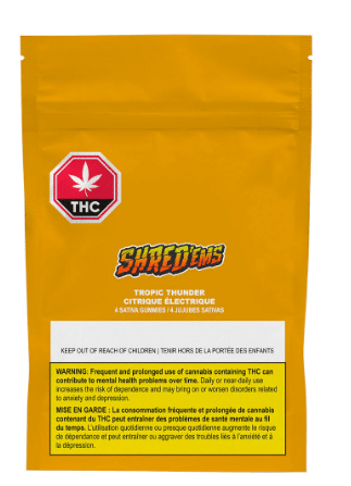 SHRED'EMS - Tropic Thunder 4:1 CBD/THC Sativa Gummies 4 Pack - Image 2