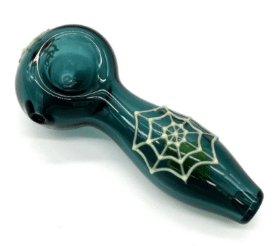 Spider Glow In The Dark Glass Smoking Spoon Hand Pipe