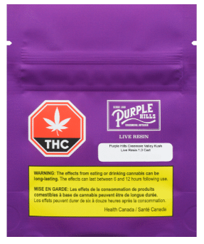 Purple Hills - Creemore Valley Kush Live Resin 510 Thread Cartridge Indica 1g