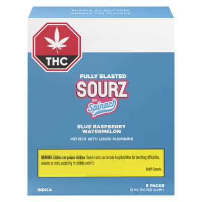 SOURZ by Spinach - Fully Blasted Blue Raspberry Watermelon Gummies 5x10mg pack