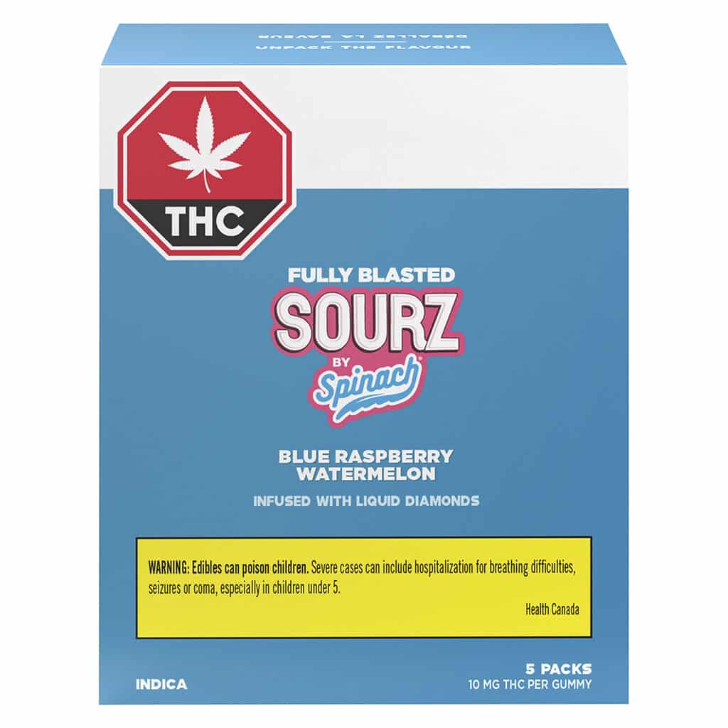 SOURZ by Spinach - Fully Blasted Blue Raspberry Watermelon Gummies 5x10mg pack