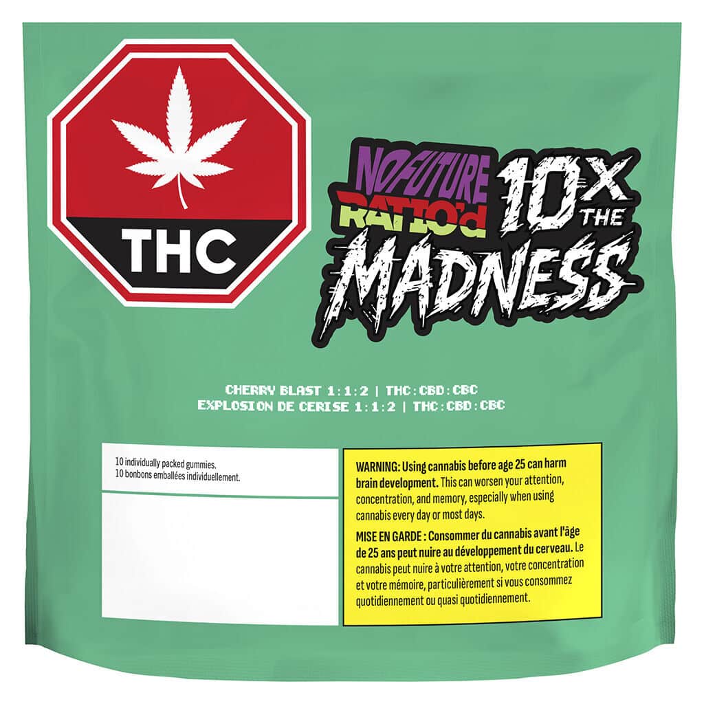 No Future - 10X the Madness: Ratio'd Cherry Blast 1:1:2 THC/CBD/CBC 10x1 Pack