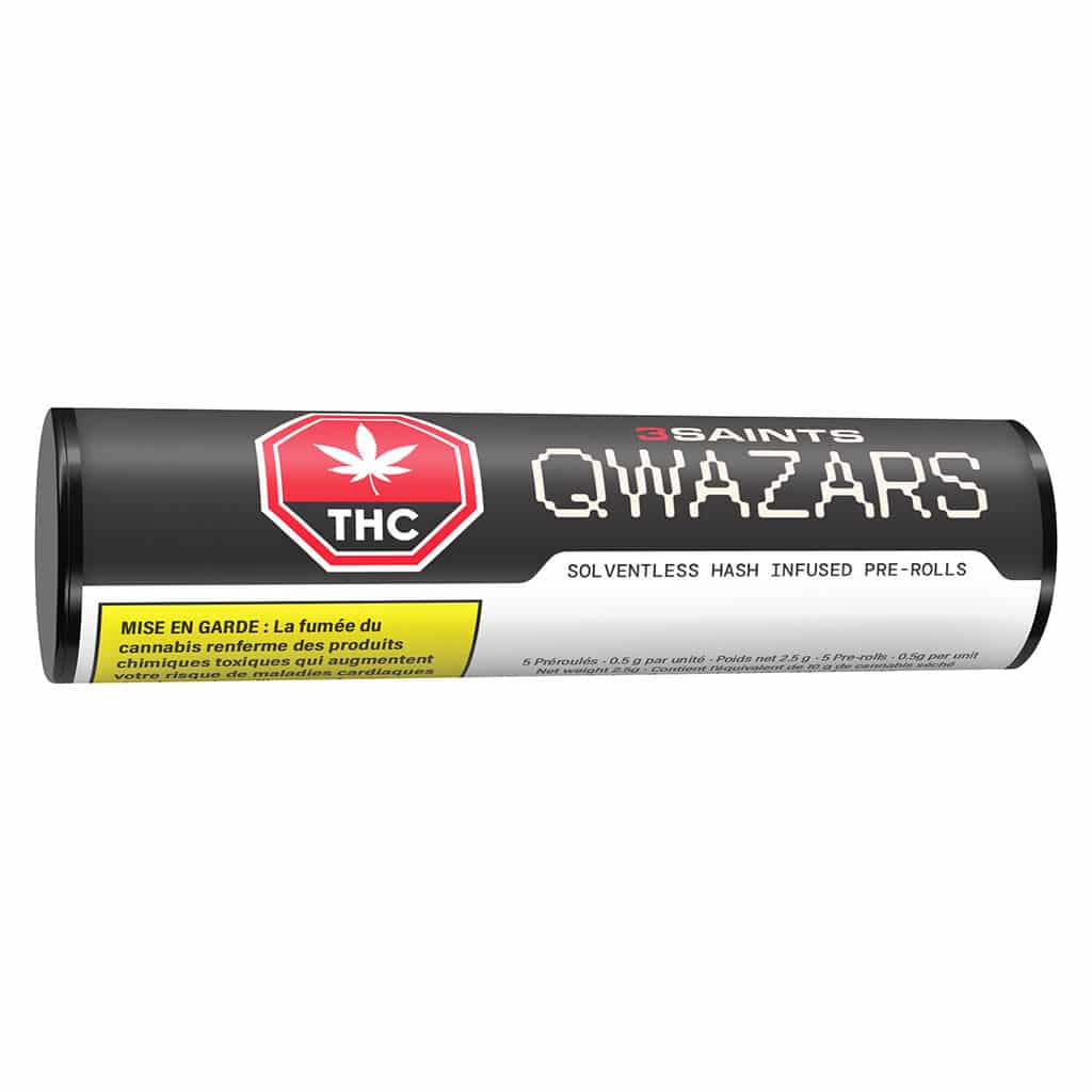 3Saints - Qwazars - Solventless Hash Infused Pre-Roll Indica 5x0.5g - Image 2