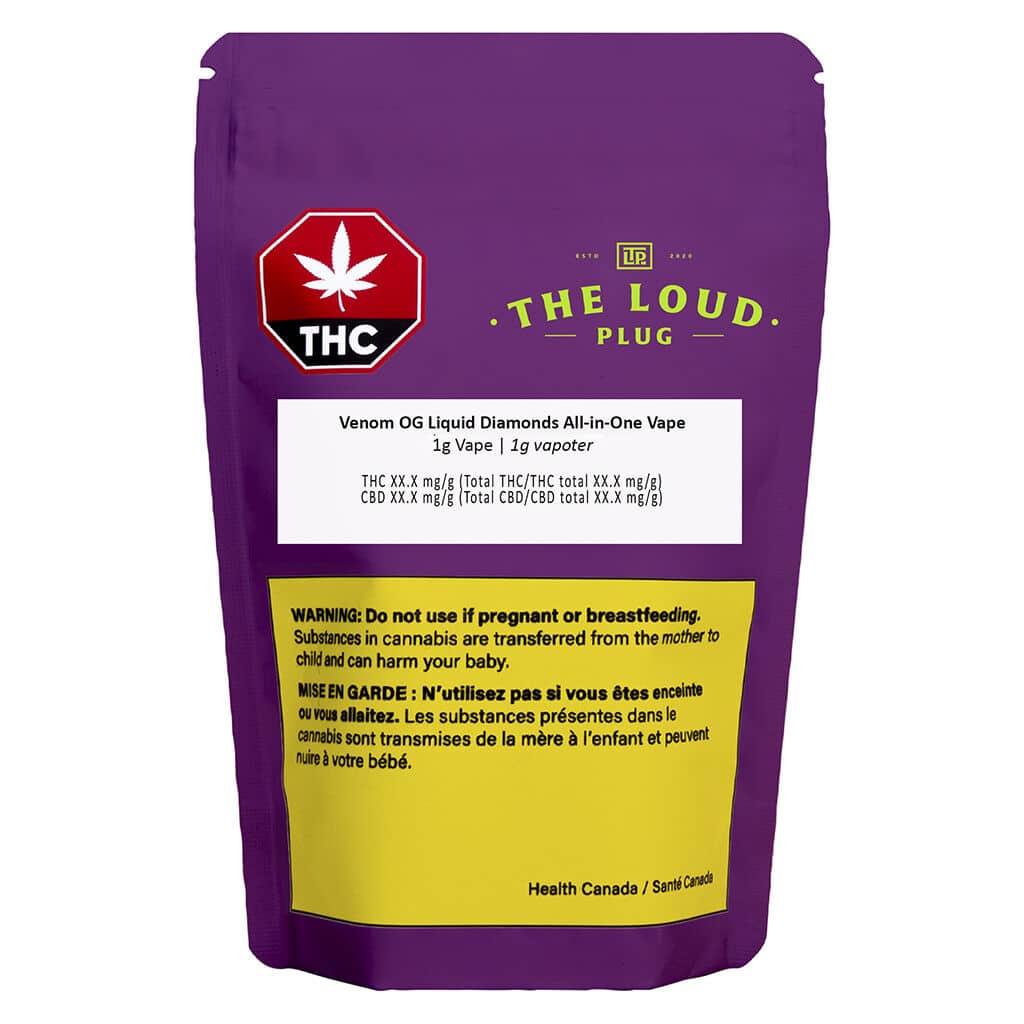The Loud Plug - Venom OG Liquid Diamonds All-in-One Disposable Vape Indica 1g - Image 2