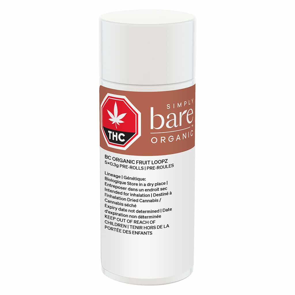 Simply Bare - BC Organic Fruit Loopz Pre-Roll Sativa 5x0.3g - Image 2